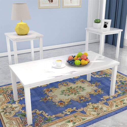 White 3   Piece Living Room Table Set 